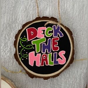 'Deck the Halls' Wood Ornament